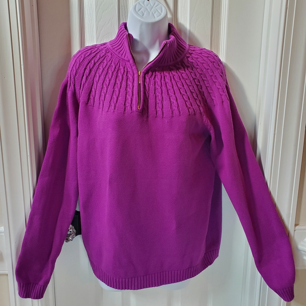 Lands' End - Women's - Drifter - Quarter Zip - Pullover Sweater- Sz. L